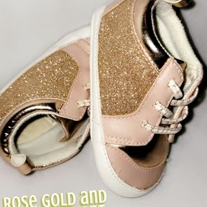Infant rose gold and pink walking shoes